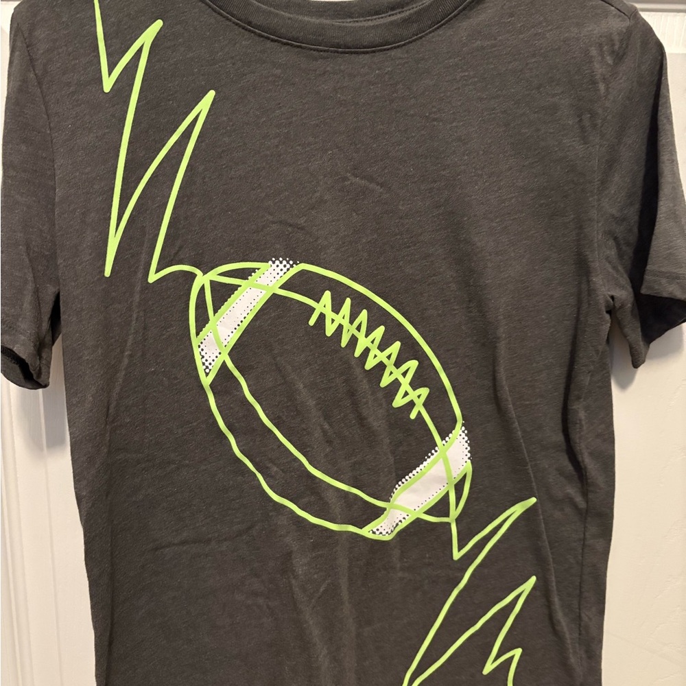 Cat & Jack Gray Tee with Neon Green Football Graphic